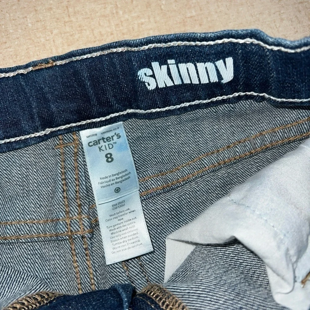 Carters Kids Jeans Girls Size 8 Skinny Stretch Denim Dark Blue.